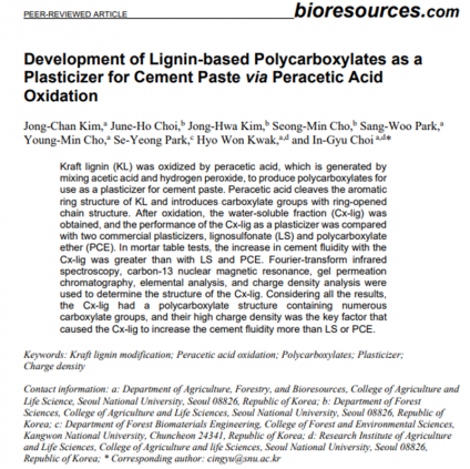 Development of Lignin-based Polycarboxylates as a Plasticizer for Cement Paste via Peracetic Acid Oxidation