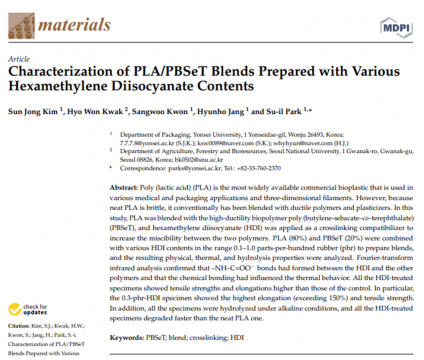 Characterization of PLA/PBSeT Blends Prepared with Various Hexamethylene Diisocyanate Contents