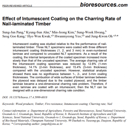 Effect of Intumescent Coating on the Charring Rate of Nail-laminated Timber.