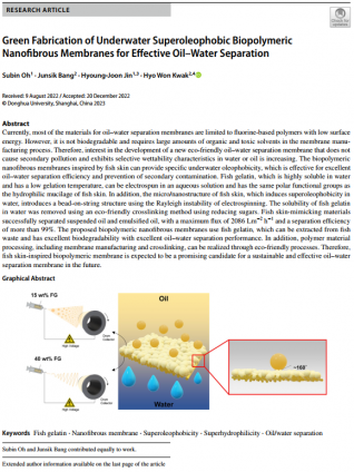 Green Fabrication of Underwater Superoleophobic Biopolymeric Nanofibrous Membranes for Effective Oil–Water Separation