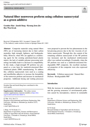 Natural fiber nonwoven preform using cellulose nanocrystal as a green additive