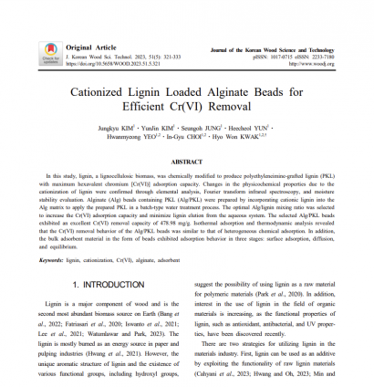 Cationized Lignin Loaded Alginate Beads for Efficient Cr(VI) Removal