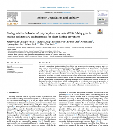 Biodegradation behavior of polybutylene succinate (PBS) fishing gear in marine sedimentary environments for ghost fishing prevention