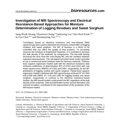 Investigation of NIR Spectroscopy and Electrical Resistance-Based Approaches for Moisture Determination of Logging Residues and Sweet Sorghum.