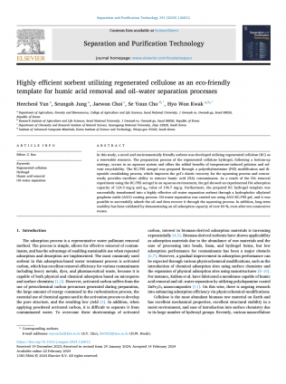 Highly efficient sorbent utilizing regenerated cellulose as an eco-friendly template for humic acid removal and oil–water separation processes