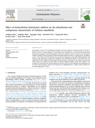 Effect of hemicellulose hydrolysate addition on the dehydration and redispersion characteristic of cellulose nanofibrils