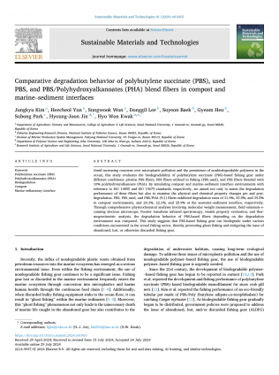 Comparative degradation behavior of polybutylene succinate (PBS), used PBS, and PBS/Polyhydroxyalkanoates (PHA) blend fibers in compost and marine–sediment interfaces